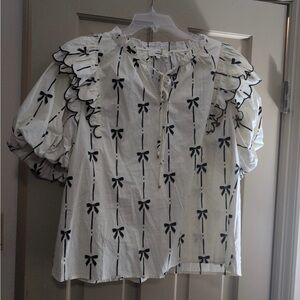 Entro Black Bow Patterned Blouse